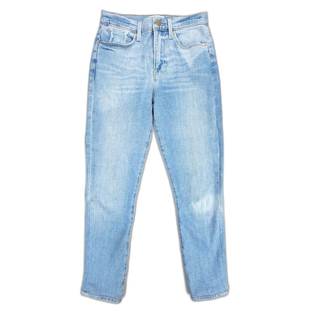 FRAME Le High Skinny 90s Ankle Cropped Jeans Melville Light Denim Womens 27 x 26